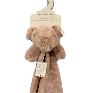 Baby Pink Pig Lovey Farm Animal Plush Newborn Rosette Security Blanket Toy NWT